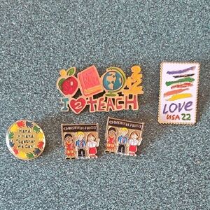 I Love to Teach Enamel Pin Set - Colorful School-Themed Pins